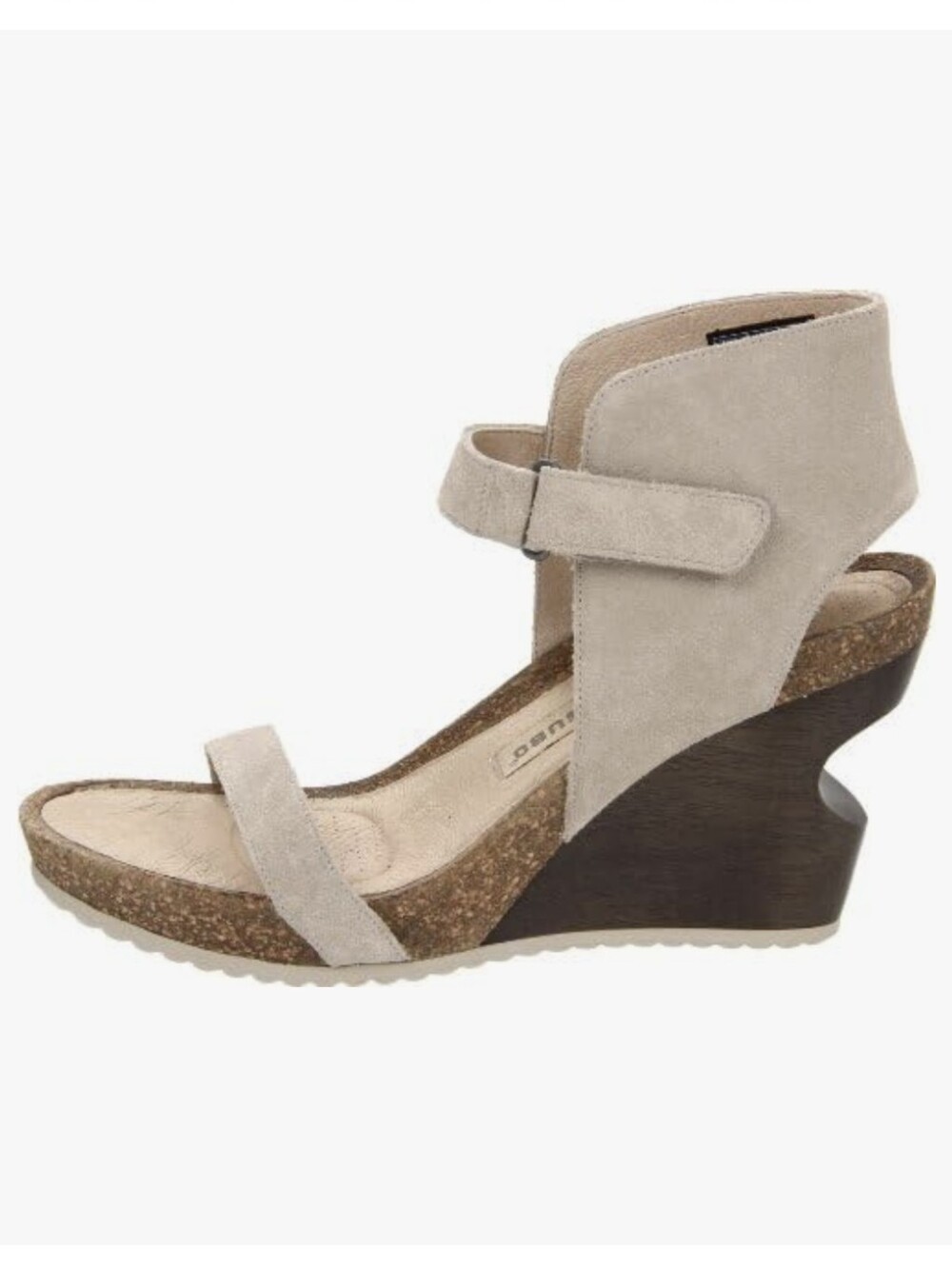 Tsubo Tehina Suede Cork Platform Wedge Sandals Neutral Beige Grey 9 Boho